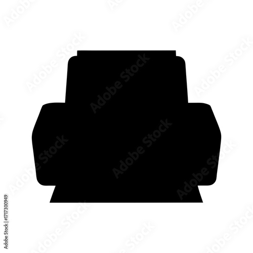 Printer Icon-Black silhouette icon of a printer, representing printing, documents, office equipment, and paper output.
