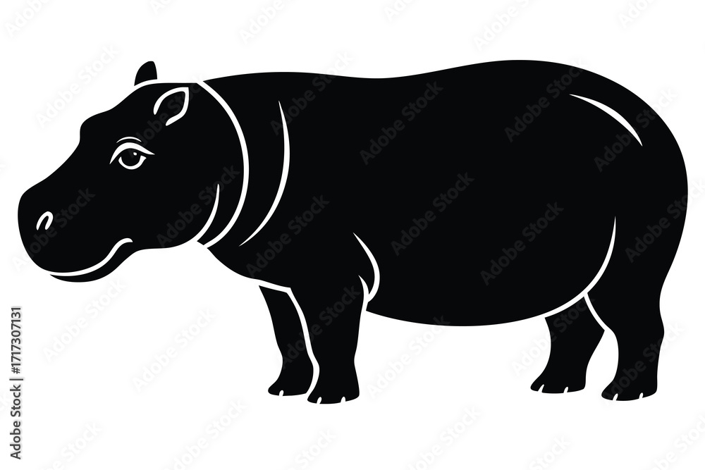 Obraz premium hippopotamus silhouette vector icon design
