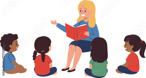 Teacher Reading A Story To Young Children