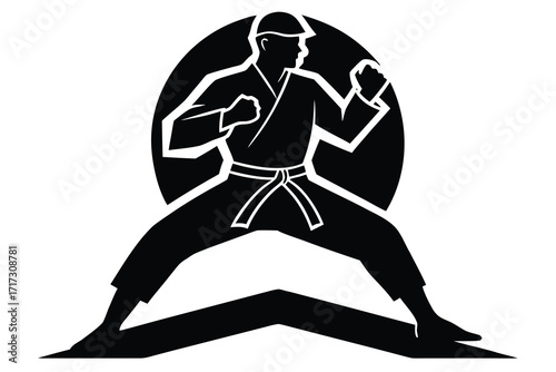 karate fighter silhouette vector icon design
