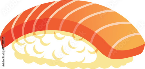 Illustration of Salmon Nigiri Sushi