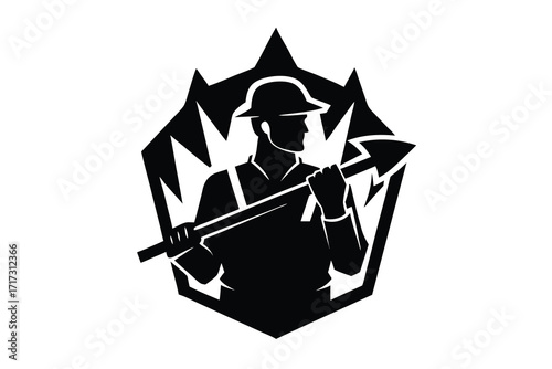miner silhouette vector icon design