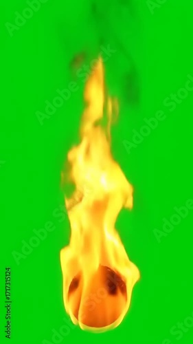 Vibrant flames dancing against a bright green backdrop, ideal for visual effects and creative projects