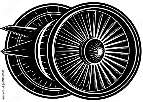 Jet Engine Silhouette, Aerospace Science SVG, PNG