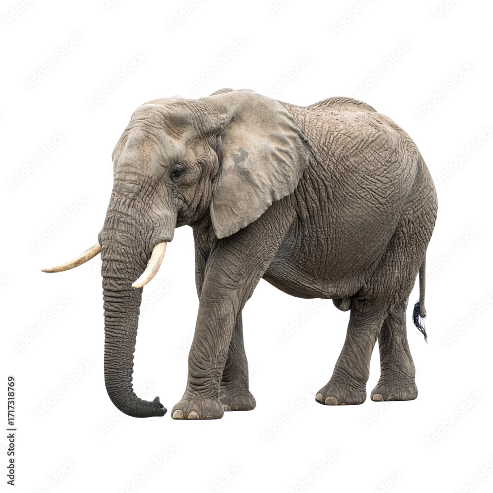 Obraz premium Large African elephant with long trunks and prominent tusks