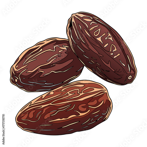 Generate a high-quality, detailed image of an assortment of dried fruits and nuts spread across a wooden surface. Include dates, almonds, walnuts, dried apricots, and prunes, with a natural, rustic fe