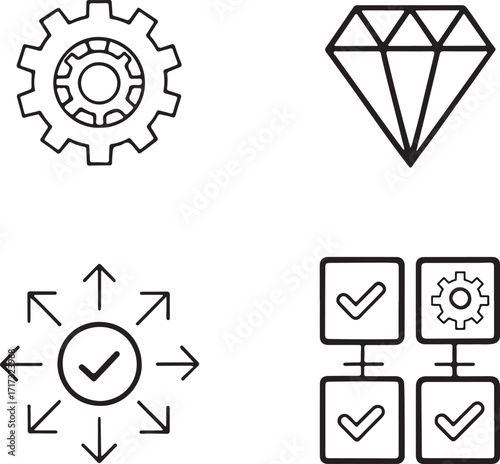 Collection of Business Process and Quality Line Icons