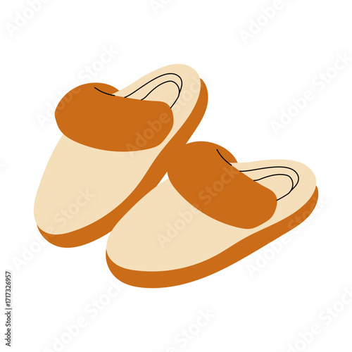 Cute slippers set. Home slipper for kids, isolated footwear collection. Warming house accessories, adult shoes racy vector clipart. Stylish modern design of shoes for women and children.