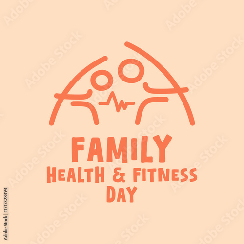 Family Health and Fitness Day. Flat design vector. September. Banner, card, background.