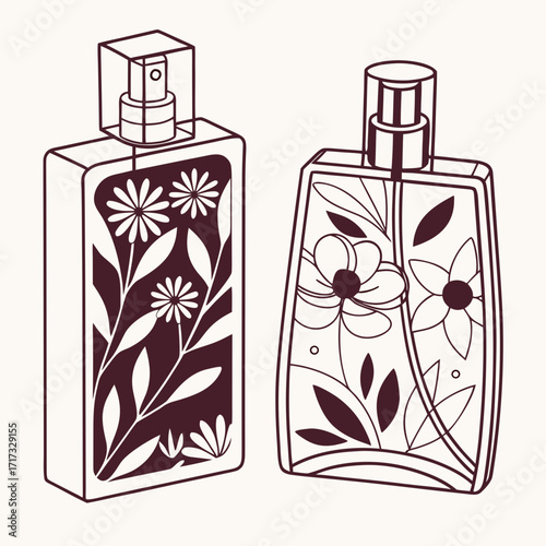 Abstract Floral Perfume Bottles