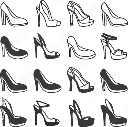 Set of women shoes vector illustration collection