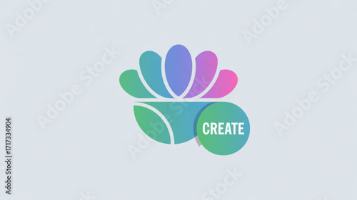 Creative flower logo design for business branding and create button for website and app development use case