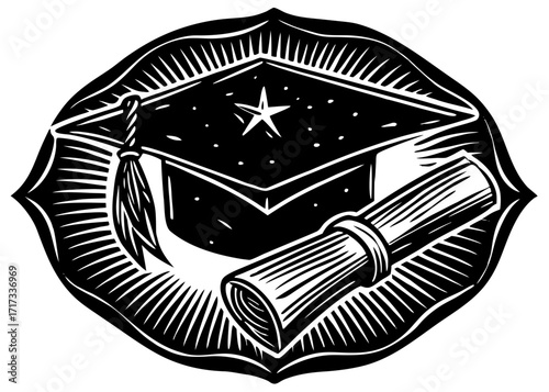 Graduation Diploma Silhouette, Academic SVG, PNG