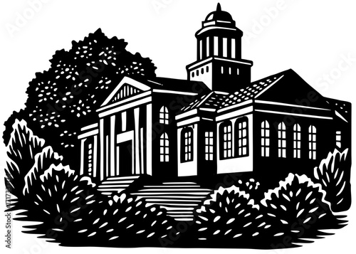 University Building Silhouette, Academic SVG, PNG