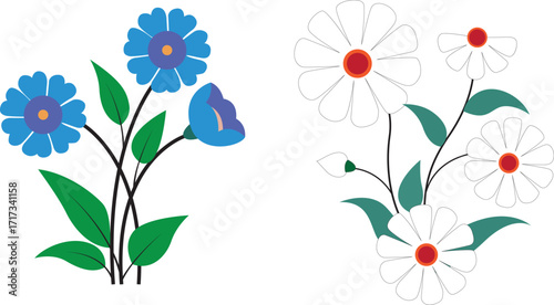 Vintage botanic floral design set with soft color.