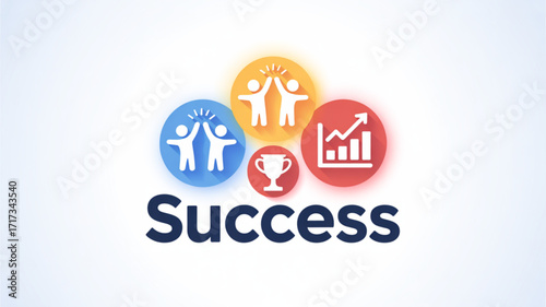 Success business achievement teamwork collaboration graph chart trophy goal target strategy growth concept