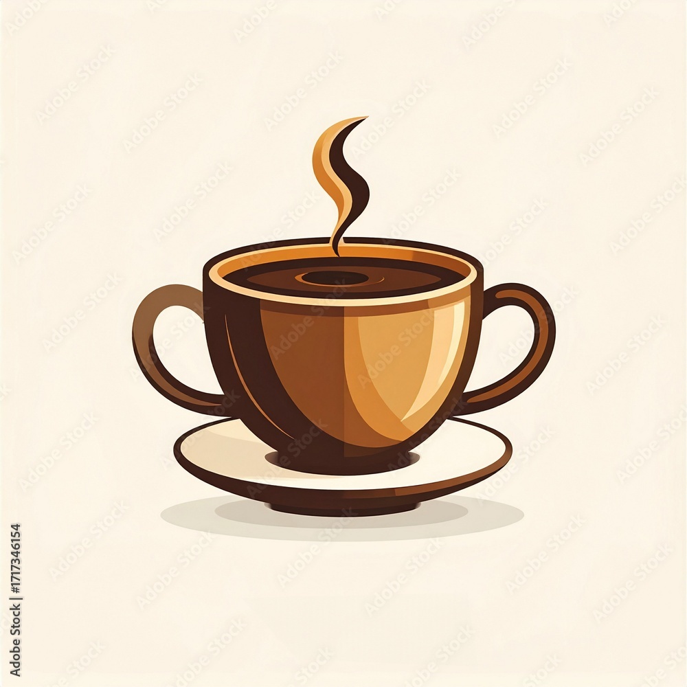 Obraz premium A steaming cup of coffee illustration for a cafe or coffee shop logo