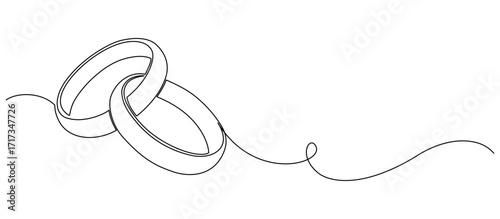 Couple Wedding ring line art vector illustration	