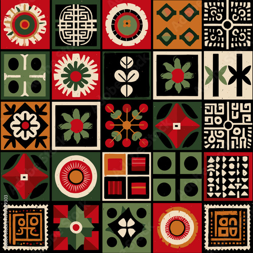 Retro geometric ethnic tile seamless pattern