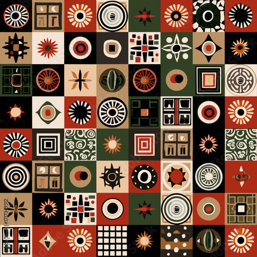 Retro geometric ethnic tile seamless pattern