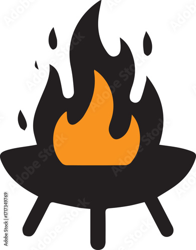 vector illustration of a burning flame.outdoor fire pit vector illustration