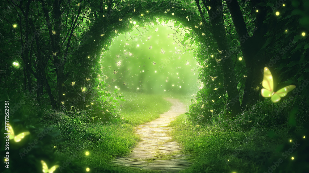 Fototapeta premium longevity. A luminous path winding through ancient gates, representing timeless wisdom and longevity. event programs, museum guides, designed for cultural heritage projects and event programs.
