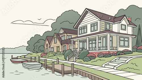 Coastal real estate houses waterfront property lake view homes architecture design
