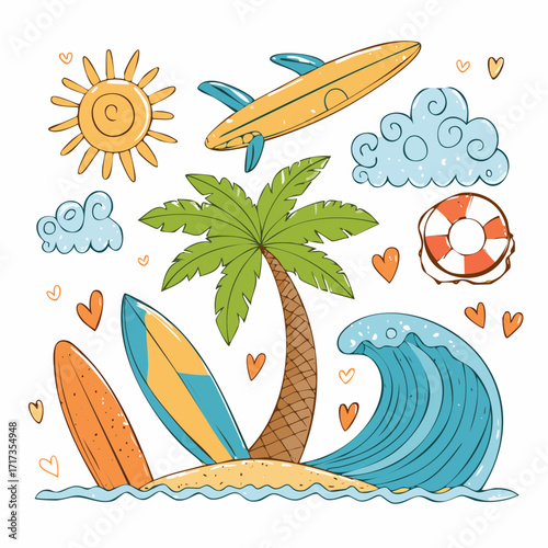 set of tropical banners
