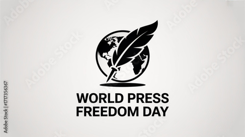 World press freedom day journalism news media rights symbol quill pen earth globe vector graphic design