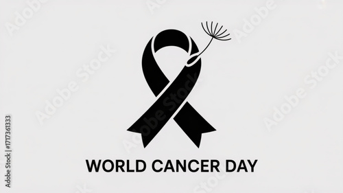 World cancer day awareness ribbon symbol vector graphic for hope and support in cancer prevention campaign