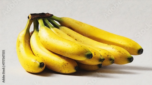 A bunch of bananas on a blank background realistic tone