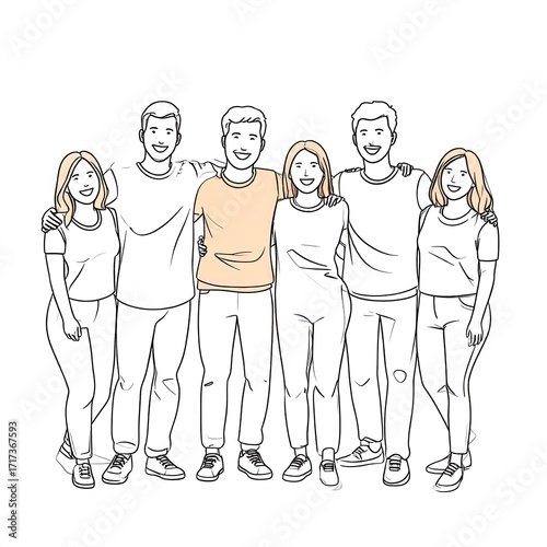 Happy Group of Friends Posing Together.