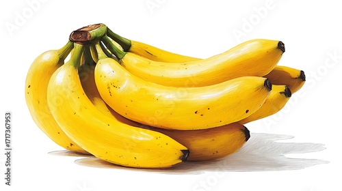 A bunch of bananas on a blank background realistic color