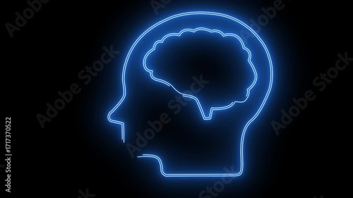 Wallpaper Mural human brain head icon with neon glowing effect Torontodigital.ca