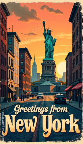 postcard design new york city illustration