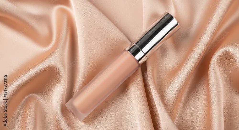 Naklejka premium Liquid Concealer Tube Resting on Silky Fabric