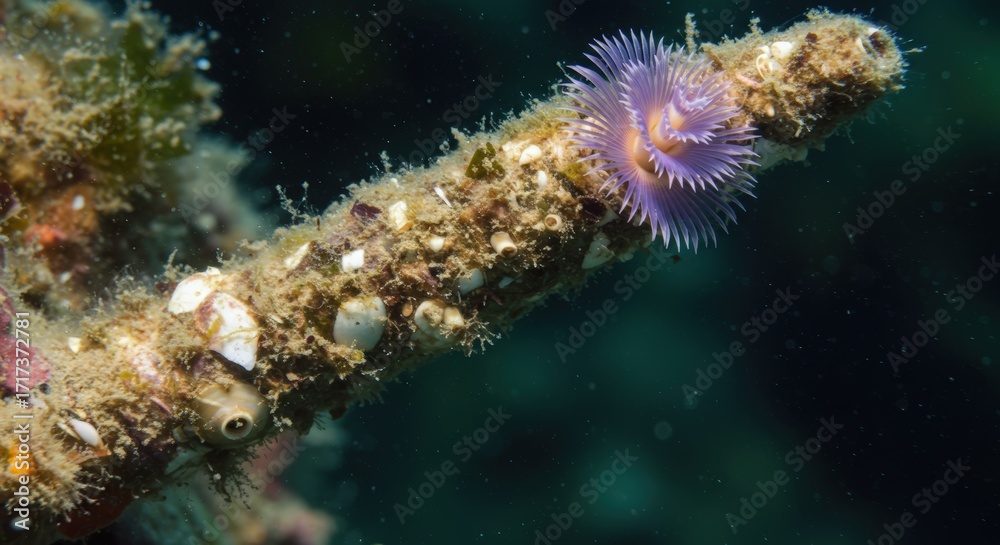 Obraz premium Purple sea slug on underwater structure