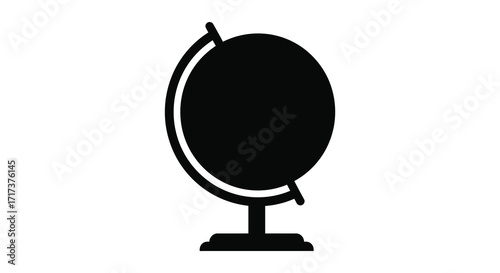 Simple black and white illustration of a classic desk globe on stand