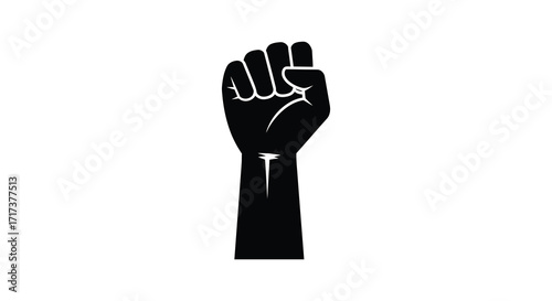 A simple black and white image of a raised clenched fist symbol