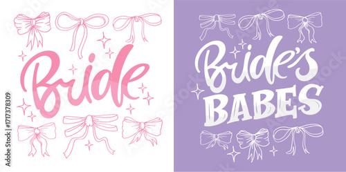 Trendy hand drawn doodle lettering quote about Bride. Lettering for t-shirt design, mug print, bag print, clothes fashion. 100% hand drawn vector image.