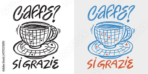 Trendy hand drawn doodle lettering quote about coffee. Lettering for t-shirt design, mug print, bag print, clothes fashion. 100% hand drawn vector image.