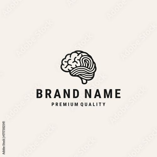 Brain noodle logo vector hipster vintage icon illustration
