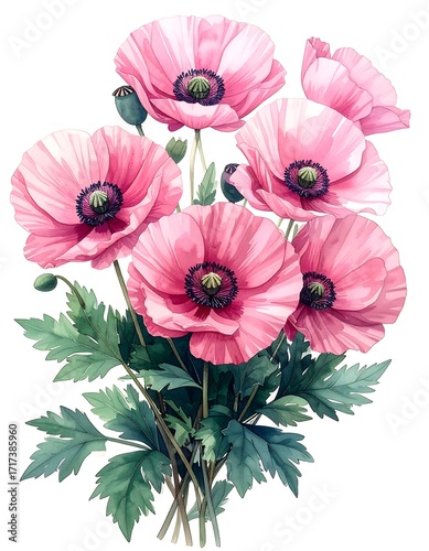 Beautiful Pink Poppy Bouquet.