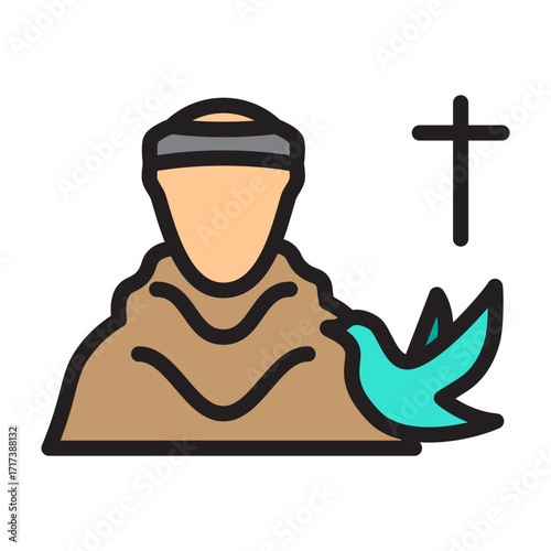 Saint Francis Vector Filled Icon Design
