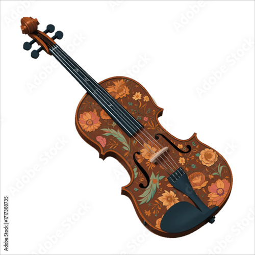 Flat colored violin vector illustration with Halloween motif 