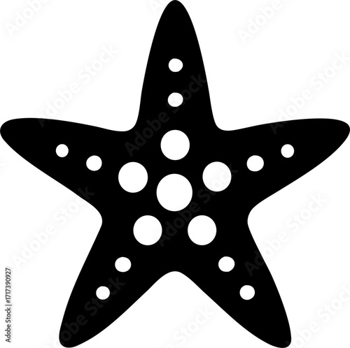 Starfish Silhouette Vector | Sea Star Outline, Marine Animal Clipart, Ocean Shape Design