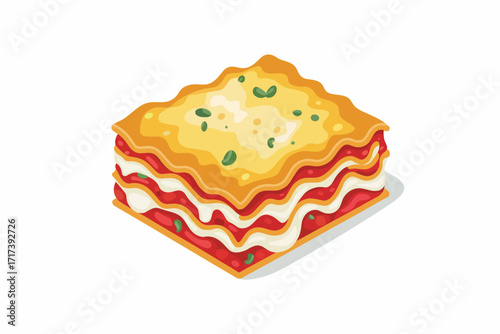 Delicious Lasagna Illustration with Tomato Sauce and Cheese Layers Italian Cuisine Recipe Food Photography Culinary Delights