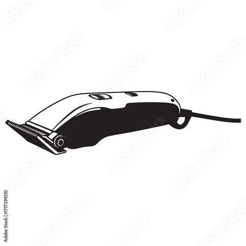 black and white silhouette of a hair clipper vector on a white background