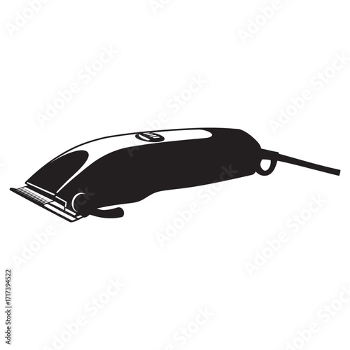 black and white silhouette of a hair clipper vector on a white background