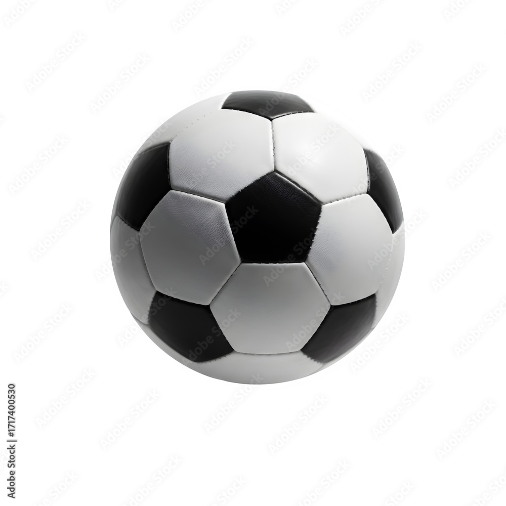 Fototapeta premium Classic soccer ball with pentagon and hexagon pattern, perfect for sport, game, match, and athletic design projects. isolated on white or transparent background.PNG format.